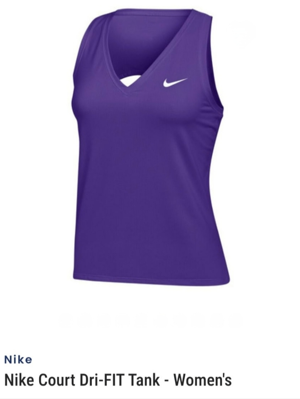 Nike Purple Tank Top Court Advantage Dri-Fit size XL